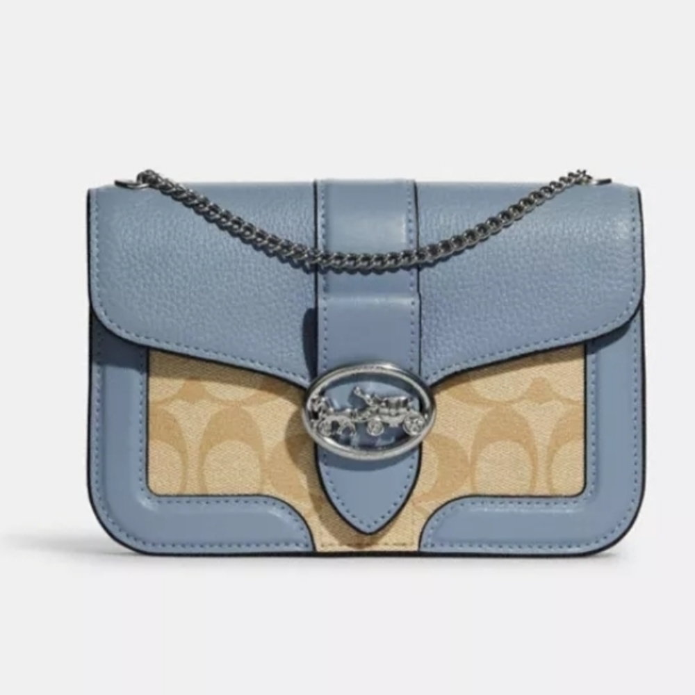 NWT Coach Georgie In Signature Canvas Marble Blue Shouder/Crossbody Bag💙